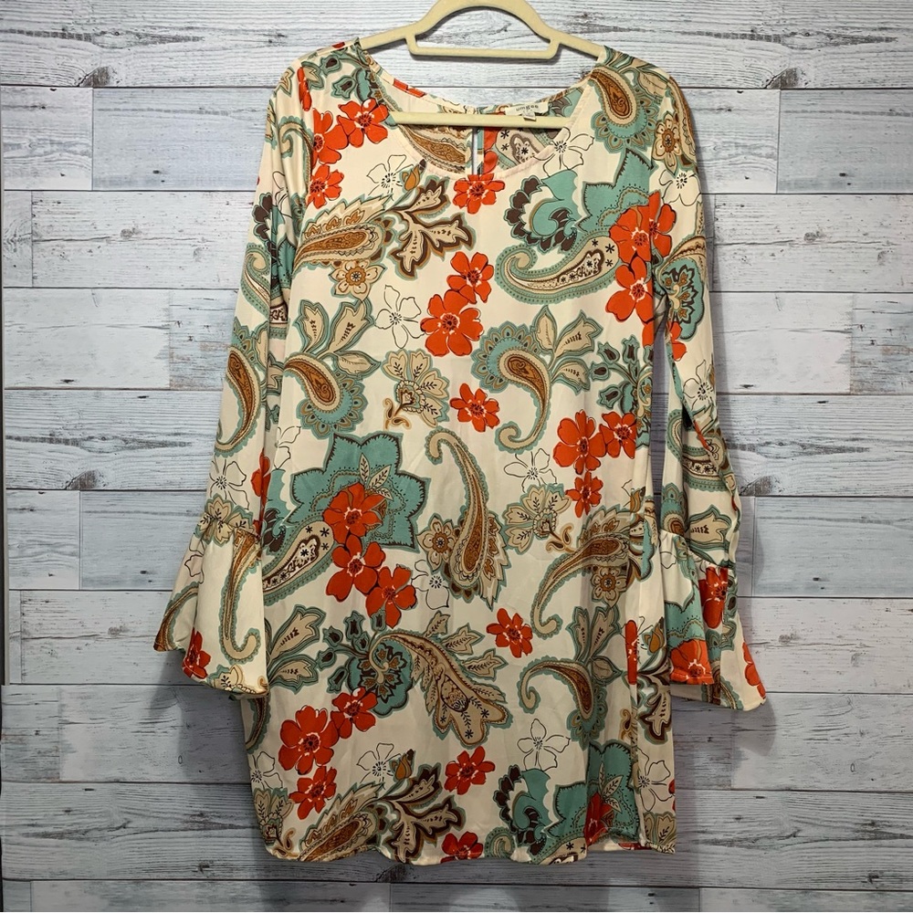 Umgee Boho Tunic Dress Bell Sleeves Size: Small